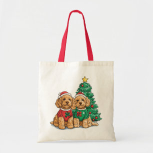Bolso De Tela Perros Goldendoodle de Navidad