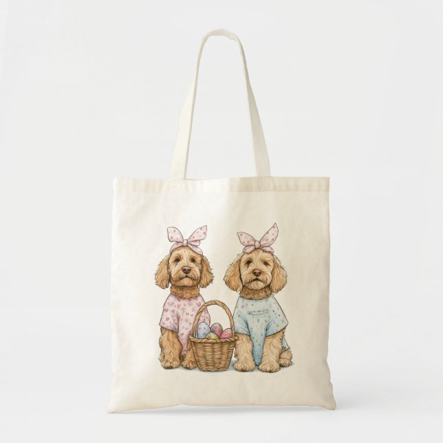 Bolso De Tela Perros Goldendoodle de Pascua (Frente)