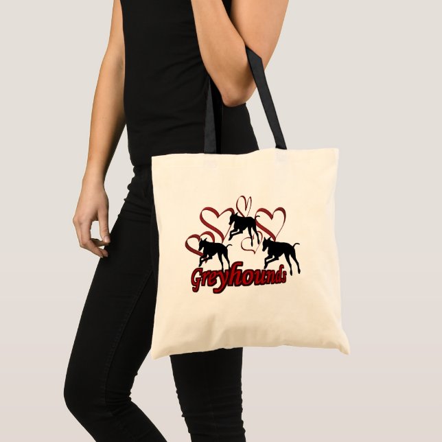 Bolso De Tela Perros Greyhound Y Corazón Rojo (Anverso (producto))