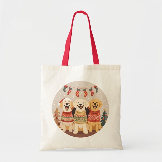 Bolso De Tela Perros Labrador Retriever de Navidad (Frente)