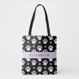 Bolso De Tela Perros, Manos Blancas, Corazones Lilac, Tu Nombre