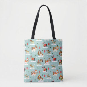 Bolso De Tela Perros navidades en un acogedor patrón de escarmen