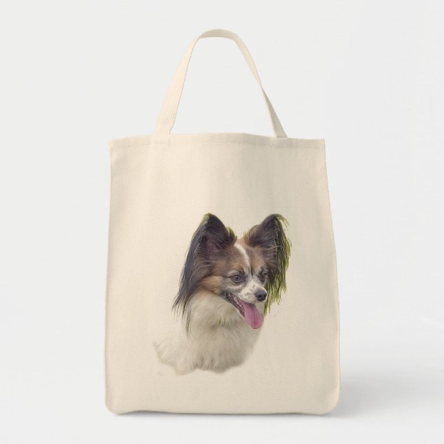 Bolso De Tela Perros - razas del juguete - Papillion (Frente)