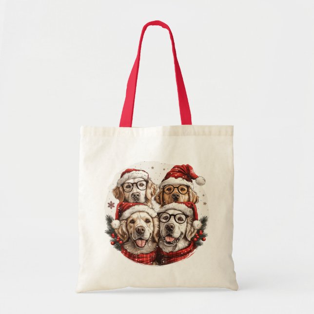 Bolso De Tela Perros recuperadores de oro de navidades (Frente)