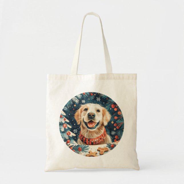 Bolso De Tela Perros recuperadores de oro de navidades (Frente)