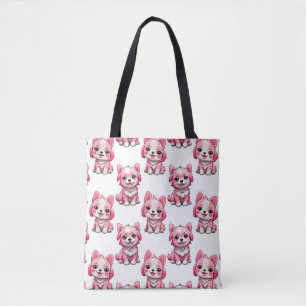 Bolso De Tela Perros rosados lindos - Blanco 