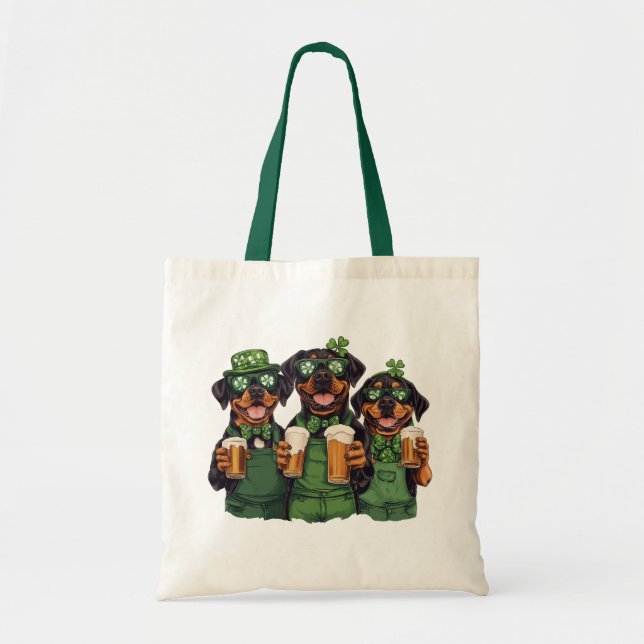 Bolso De Tela Perros rotuiler del Día de San Patricio (Frente)