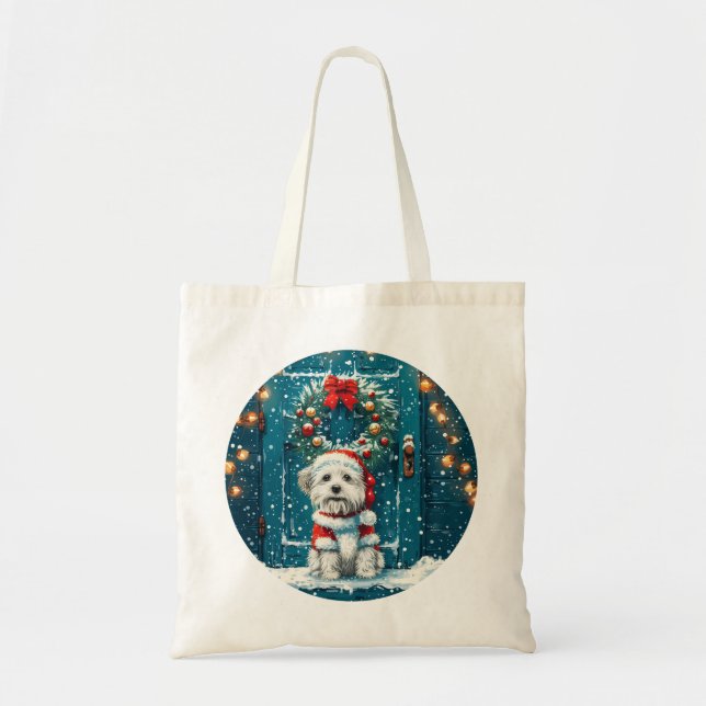 Bolso De Tela Perros Shih Tzu de Navidad (Frente)