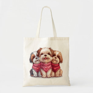 Bolso De Tela Perros Shih Tzu en el Día de San Valentín