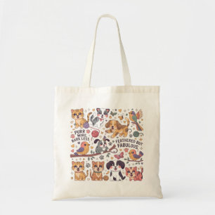 Bolso De Tela Perros y pájaros de gatos