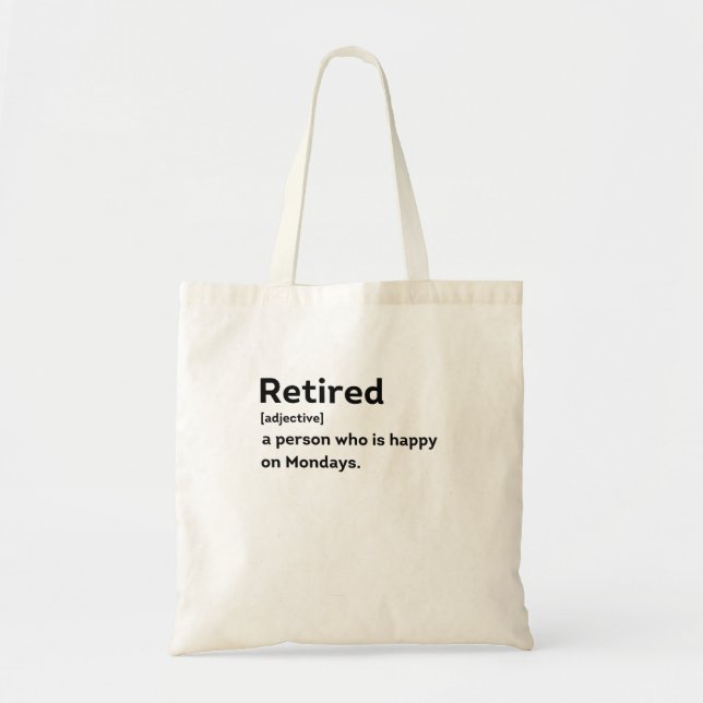 Bolso De Tela Persona de definición jubilada que está feliz los  (Frente)