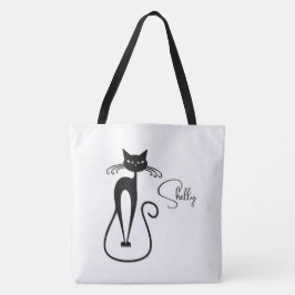 Bolso De Tela Persona de gato negro y delgado