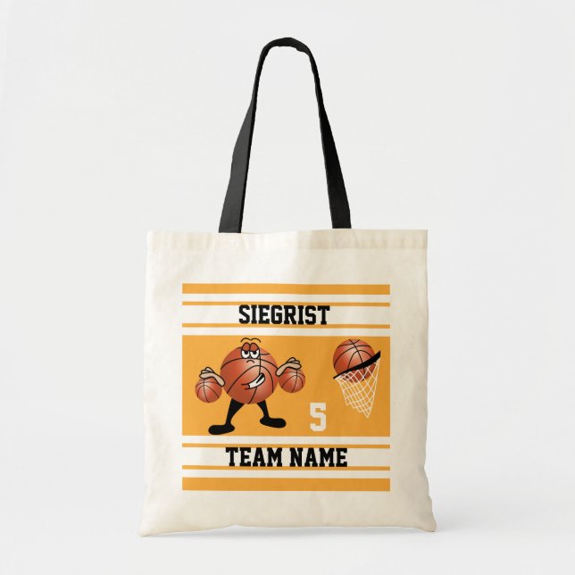 Bolso De Tela Personaje de baloncesto Personalizado deportivo |  (Frente)