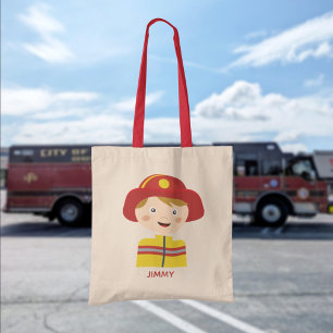 Bolso De Tela Personaje de caricatura de bombero hueco