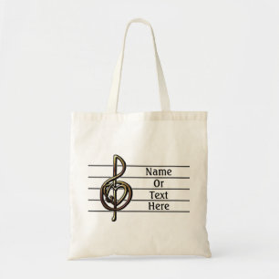 Bolso De Tela Personal de música Treble Clef único personalizado