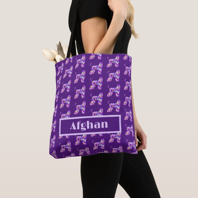 Bolso De Tela Personal de Silhouette Purple Perro de Hound Afgan (Detalle)