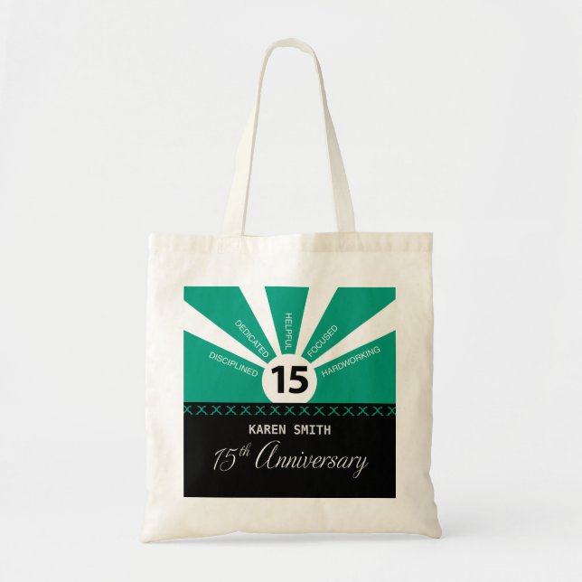 Bolso De Tela Personalice, 15 años de aniversario de Empleados (Frente)