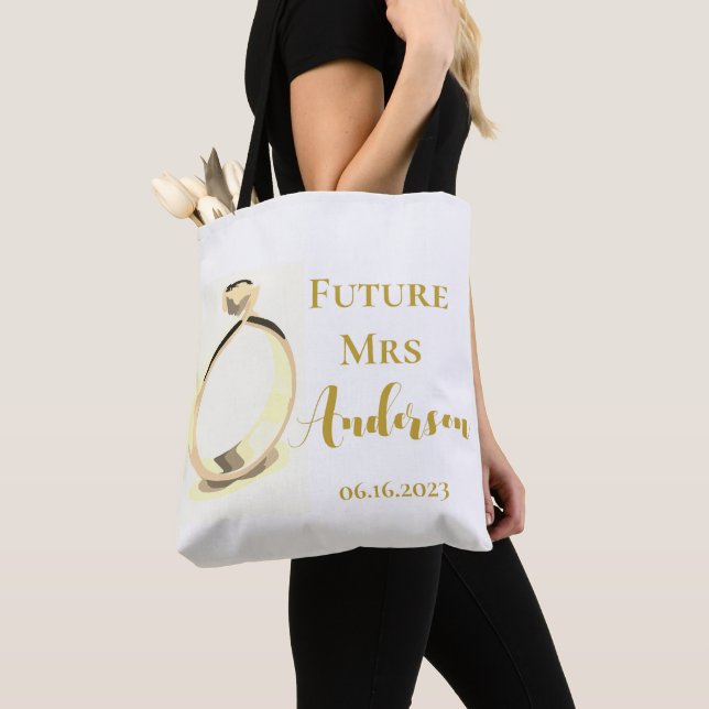 Bolso De Tela Personalice el futuro de la Sra. Bridal Shower Gif (Detalle)