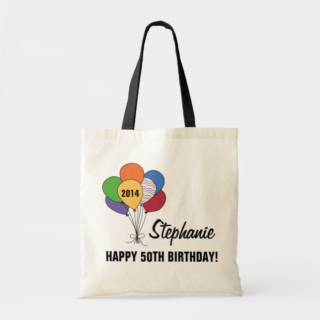 Bolso De Tela Personalice nuestra bolsita de globo de 50 años (Frente)