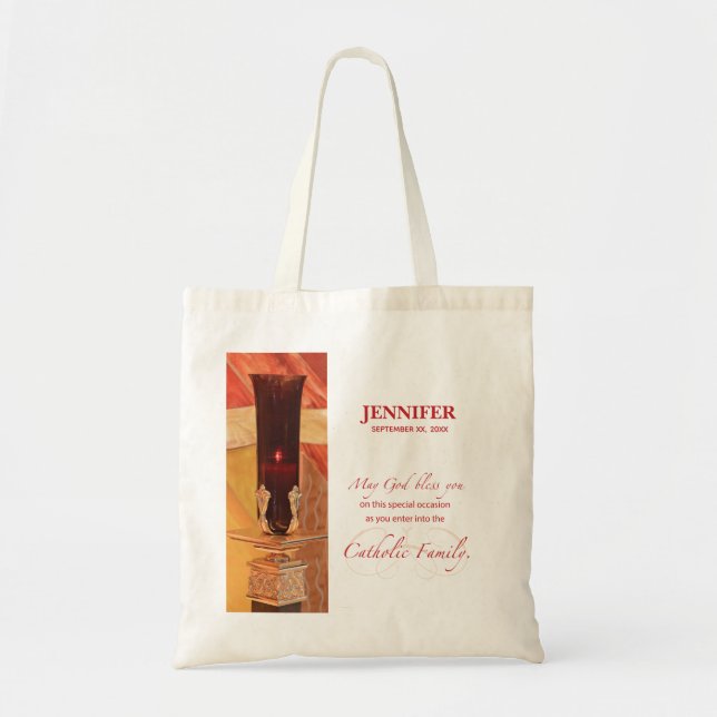 Bolso De Tela Personalice, RCIA felicita, católica, roja (Frente)