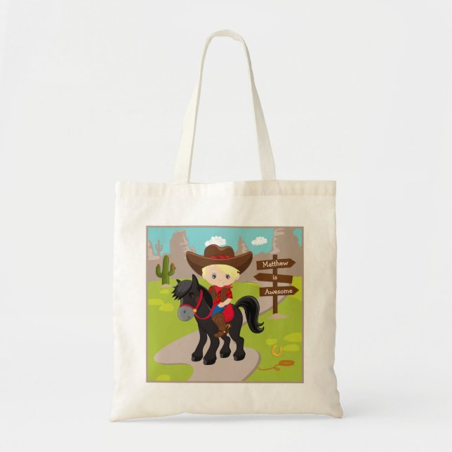 Bolso De Tela Personaliza a Blonde Cowboy de dos lados (Frente)
