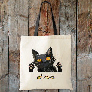 Bolso De Tela Personaliza a la mamá del gato negro lindo