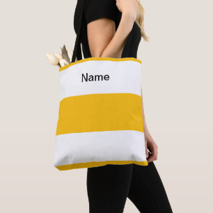 Bolso De Tela Personaliza Clásico Amarillo Limón + Rayas Blancas
