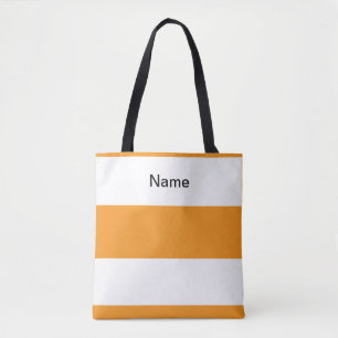 Bolso De Tela Personaliza Clásico Naranja + Rayas Blancas