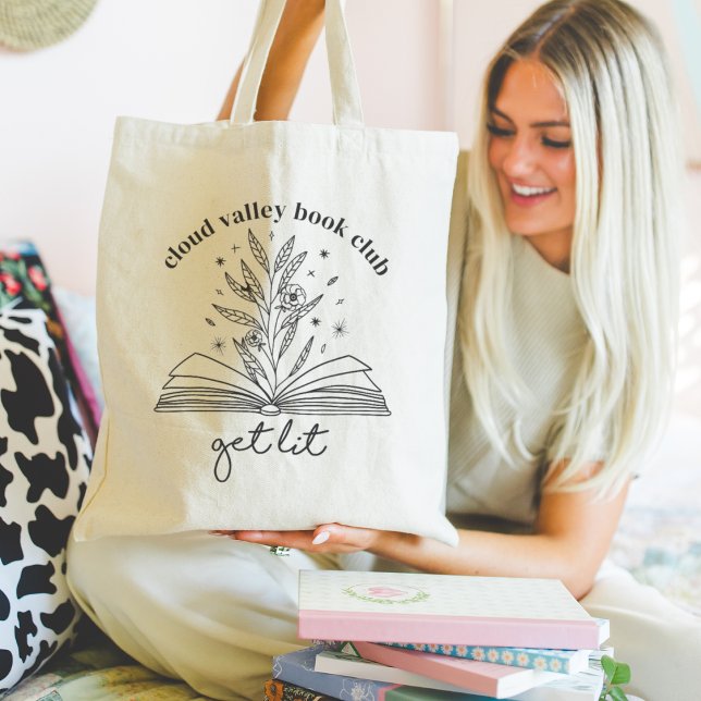 Bolso De Tela Personaliza el libro floral con brillo ligero (Subido por el creador)