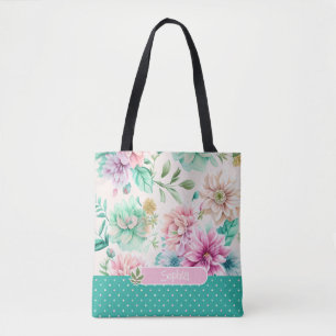 Bolso De Tela Personaliza el Pastel Floral de manantial de color