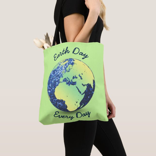 Bolso De Tela Personaliza Globe azul del Día de la Tierra (Detalle)