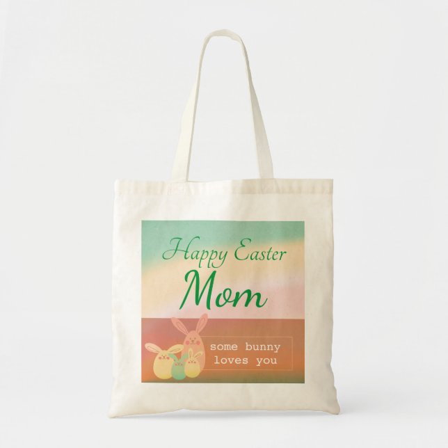 Bolso De Tela Personaliza la Pascua Feliz, que algún conejo te a (Frente)