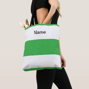 Bolso De Tela Personaliza Verde Lima Clásico + Rayas Blancas