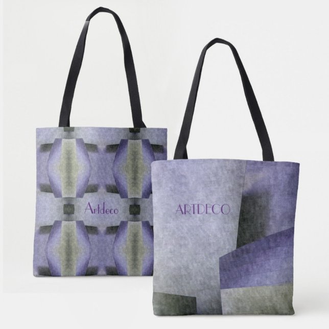 Bolso De Tela Personalizable Art Deco Púrpura y Patrón Verde (Subido por el creador)