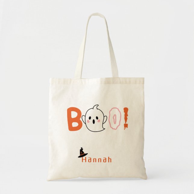 Bolso De Tela personalizable Boo Halloween Tote Bag (Frente)
