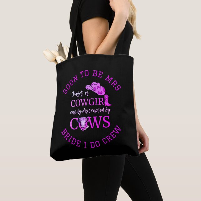 Bolso De Tela Personalizable Cowgirl Bachelorette BRIDE I DO CRE (Detalle)