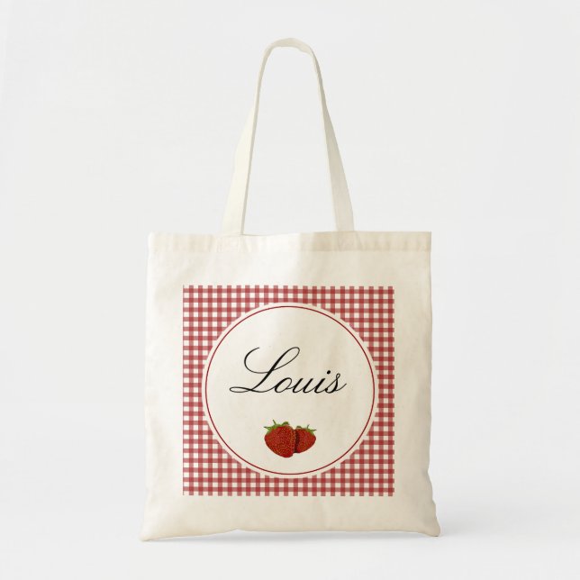 Bolso De Tela Personalizable Cute Strawberry (Frente)