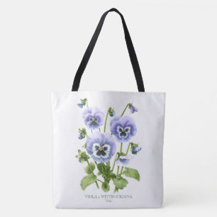 Bolso De Tela Personalizable de arte botánico Purple Pansies