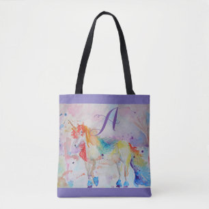 Bolso De Tela Personalizable de Chicas de acuarela del arcoiris 