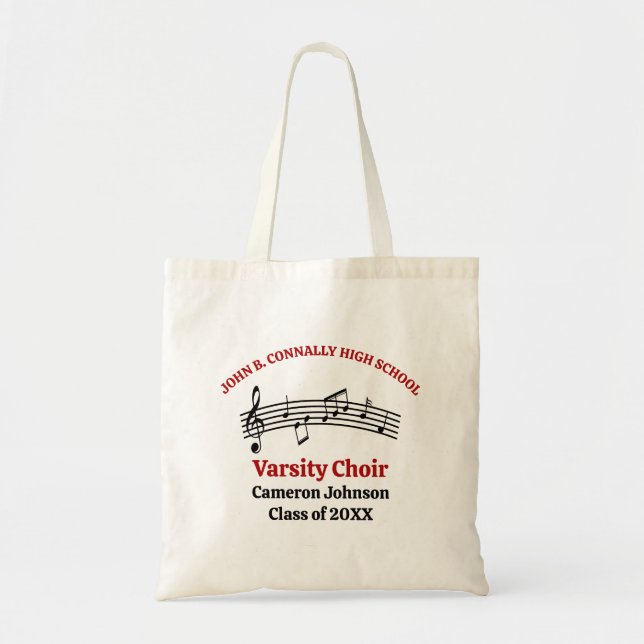 Bolso De Tela Personalizable de coro de secundaria roja (Frente)