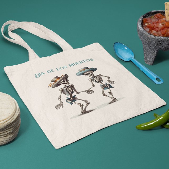 Bolso De Tela Personalizable de esqueletos bailarines de Dia de  (Subido por el creador)