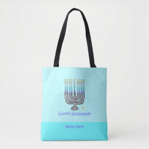 Bolso De Tela Personalizable de Menorah Feliz Hanukkah