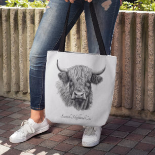 Bolso De Tela Personalizable Esbozo de vaca Highland