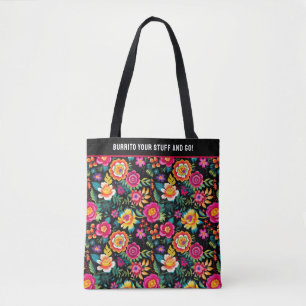 Bolso De Tela Personalizable Fiesta Floral Extravaganza