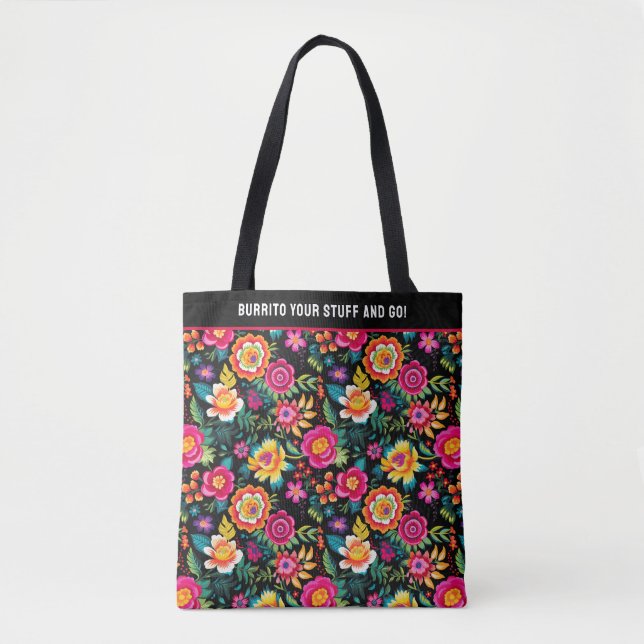 Bolso De Tela Personalizable Fiesta Floral Extravaganza (Anverso)