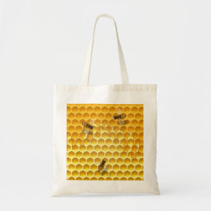 Bolso De Tela Personalizable Golden Honeycomb con abejas