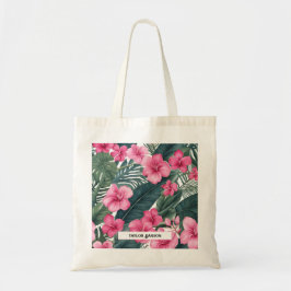 Bolso De Tela Personalizable Impresión floral de vacaciones rosa