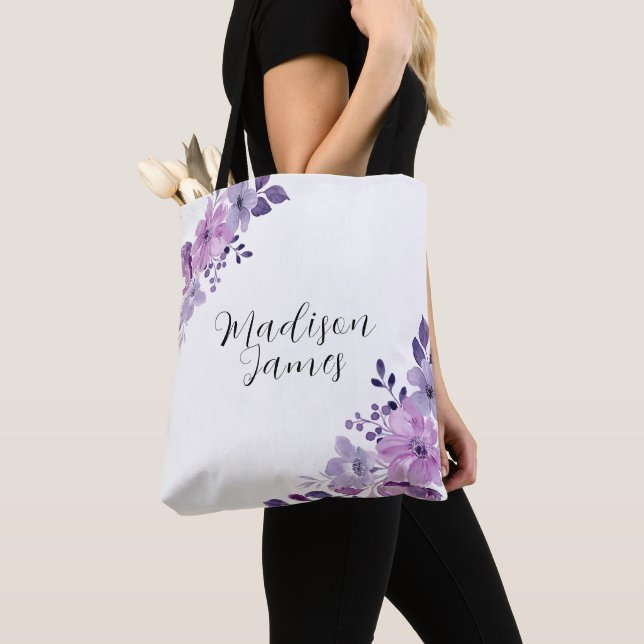 Bolso De Tela Personalizable Lilac Floral (Detalle)