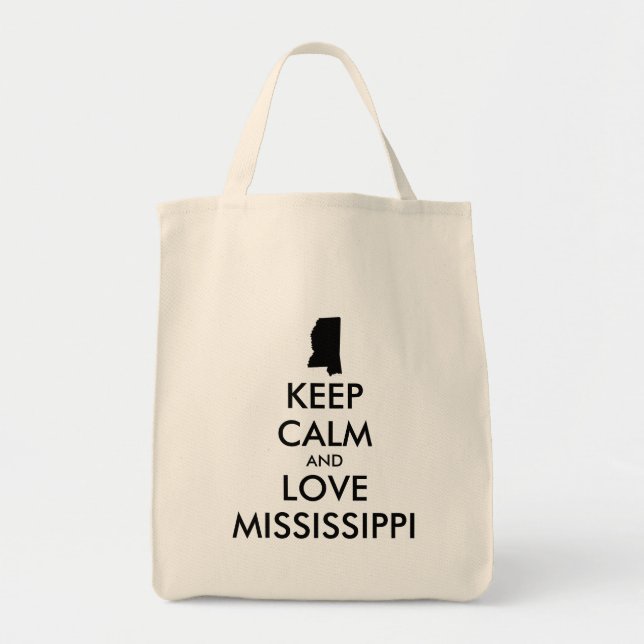Bolso De Tela Personalizable MANTENER CALMA Y AMAR A MISSISSIPPI (Frente)