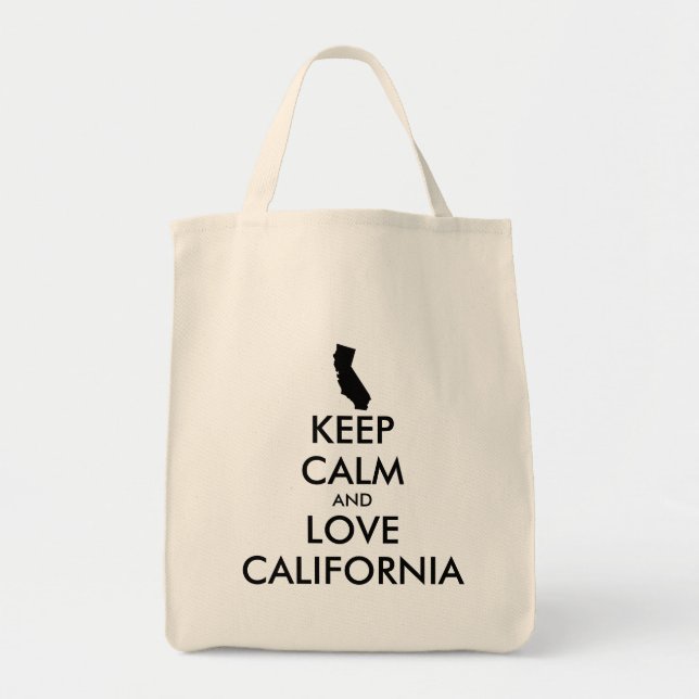 Bolso De Tela Personalizable MANTENER CALMA Y AMAR CALIFORNIA (Frente)